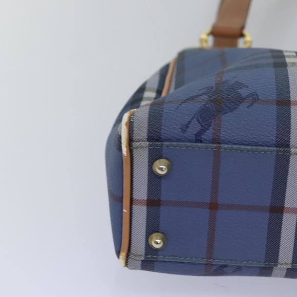 Burberrys Nova Check Tote Bag PVC Leather Blue Auth 81458 - Picture 9 of 16